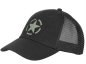 Preview: Schwarze Trucker Cap mit vorgebogenem Schirm und Druckknopflasche