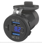 Preview: USB-Einbausteckdose mit digitalem Voltmeter und drei Ladeports