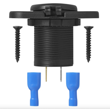 Einbau-USB-Ladegerät mit Zubehör: Kabelschuhe und Schrauben