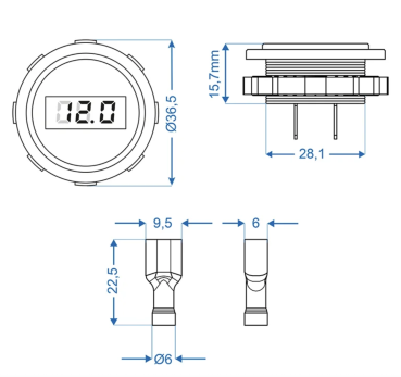 Preview: ProPlus Einbau-Voltmeter für Fahrzeuge und Boote