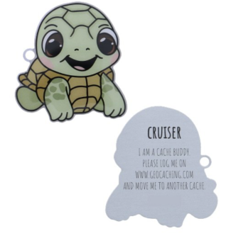 Cruiser Turtle Geocaching Travel Tag aus Stahl