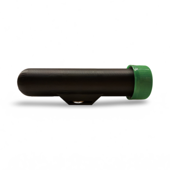 Preview: Schwarzer PETling mit starkem Magnet und grünem Schraubdeckel