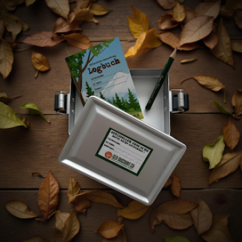 Preview: Offene Aluminium Geocache Box mit Inhalt