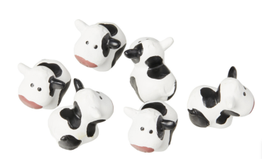 Preview: Sechs kleine Magnet-Kühe von Trendform, weiss mit schwarzen Flecken