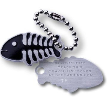 Travel Tag Fish-Skelett trackbar für Geocaching