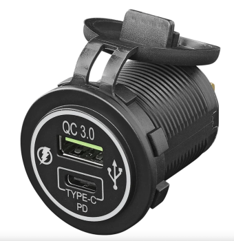 USB Schnellladegerät 12/24V Typ A und Typ C mit Schutzkappe
