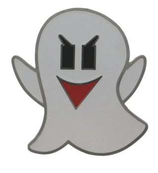Vorderseite der XXL Virtual Ghost Geocoin mit leuchtendem Geistermotiv