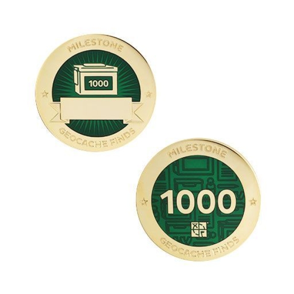 Milestone Geocoin and Tag Set 1000 Finds Geocaching Official Trackable 