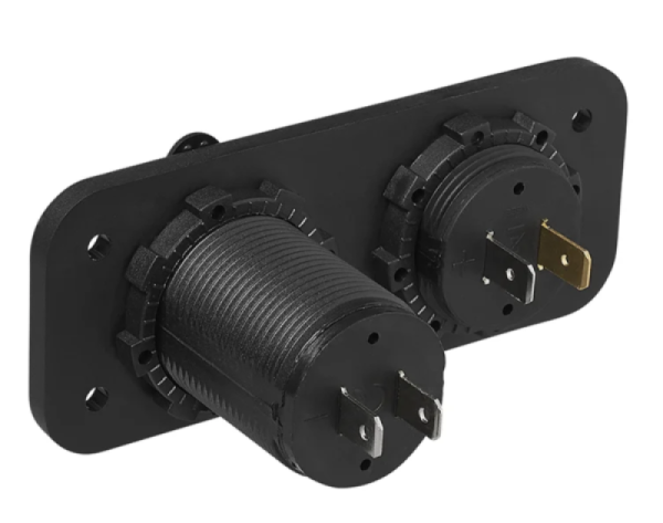 12V/24V Einbau Kit: Voltmeter 6-30V + USB Doppel-steckdose 2x2100mA