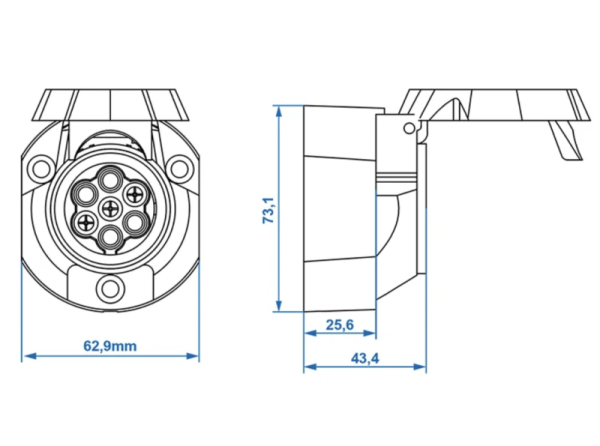 Steckdose für Anhänger 7+1 Polig