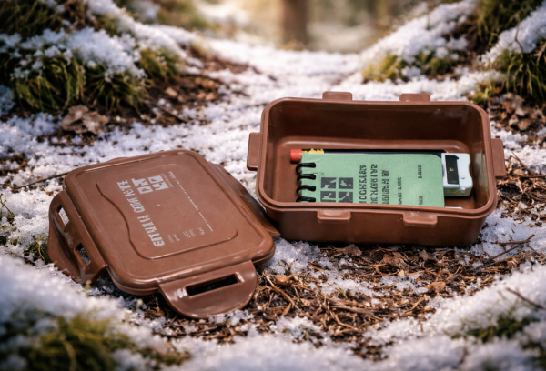 Geocache im Schnee