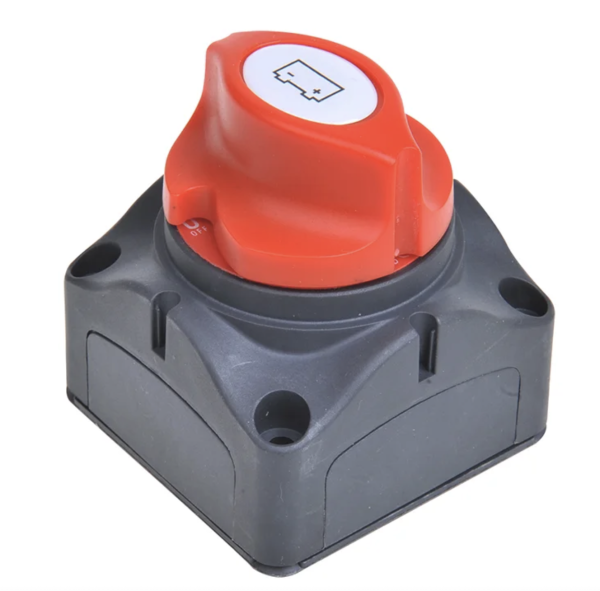 Batterie-Trennschalter mit rotem Drehknopf für 12-48V Systeme