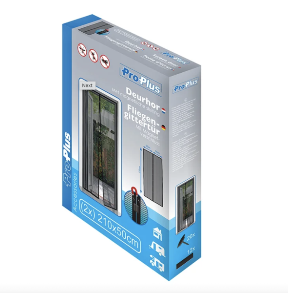 Verpackung der ProPlus Fliegengittertür mit Magnet