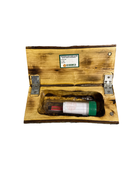 Geocaching Asttruhe mit verstecktem Petling von Geo-Discount