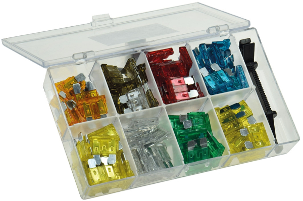 100-teilige KFZ-Flachsicherungsbox mit Zieher – ideal für Auto & Motorrad