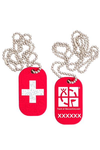 Swiss Trackable mit Schweizer Kreuz und Kugelkette von Geo-Discount