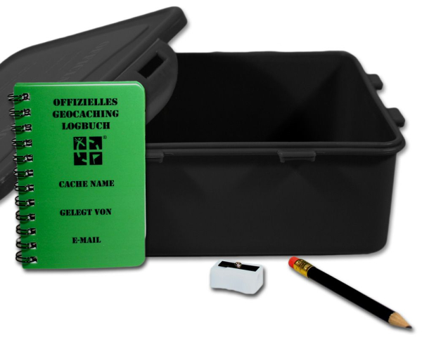 Komplettset für Geocacher: wasserdichte Cachebox Urban R1200 inklusive Zubehör
