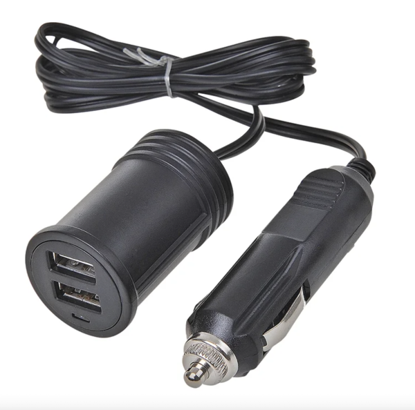 USB-Ladegerät mit Zigarettenanzünderstecker und 1 m Kabel