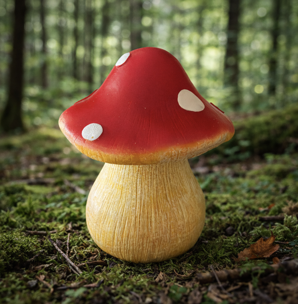 Kreatives Cache-Versteck in Pilzform von Geo-Discount