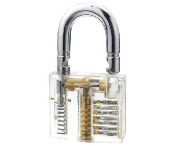 Transparentes Bügelschloss mit 2 Schlüsseln