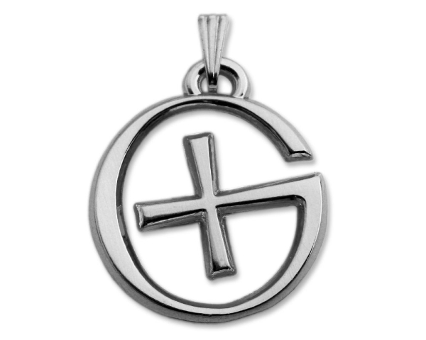 Geocaching Schmuck - Logo rund - Silbrig