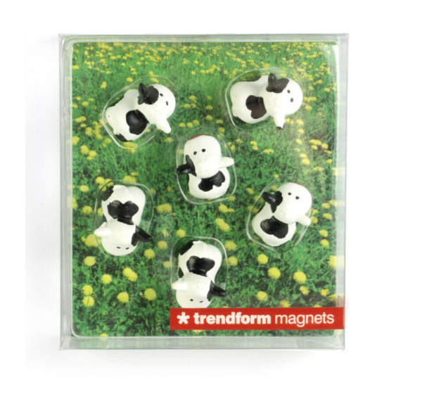 Trendform Magnete in Kuh-Optik im 6er Set auf grüner Verpackung
