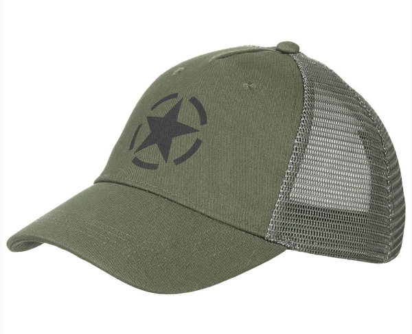 Trucker Cap in Oliv mit MFH-Stern Frontdruck und Mesh-Einsatz