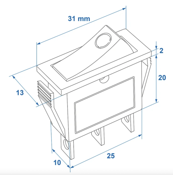 Kompakter LED-Wippschalter mit Leuchtanzeige, Geo-Discount