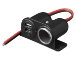 Aufbau-Zigarettenanzündersteckdose mit 2x USB Typ A 12V/24V, 2100mA