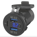 USB-Einbausteckdose 12/24V mit Voltmeter